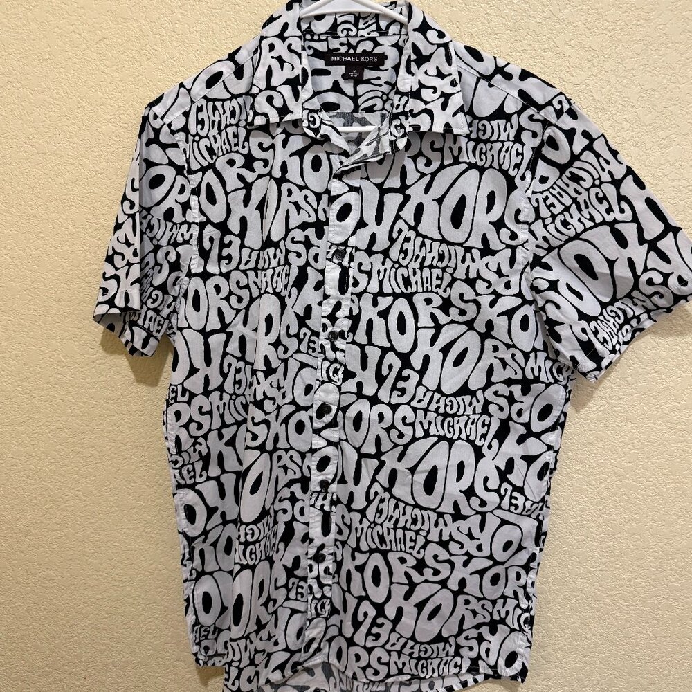 Michael Kors Black and White Button Up (Size Medium)